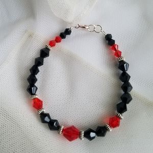 Swarovski Elements Black & Red Crystal Bracelet - Handmade NWT